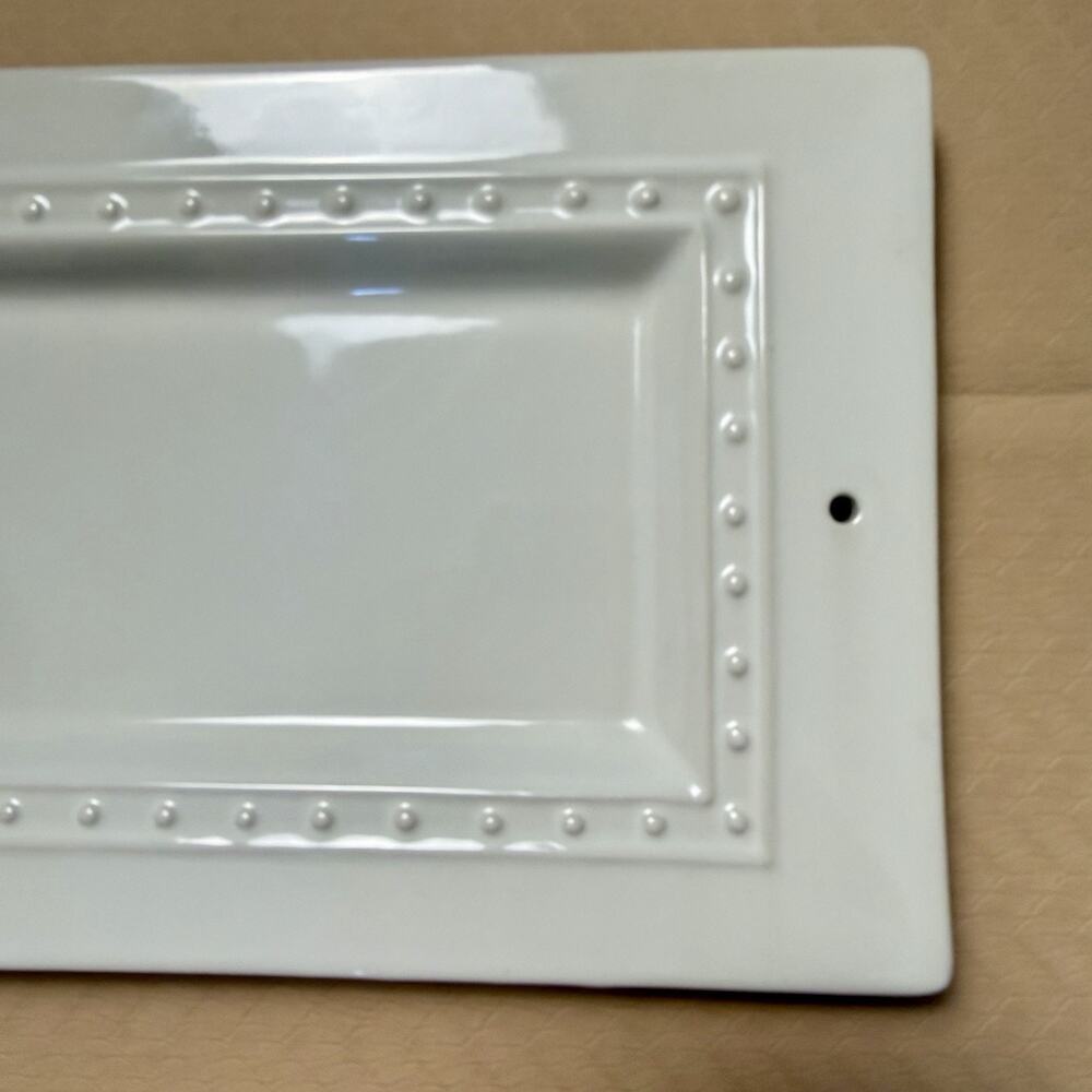 Nora Fleming RETIRED Y5 Pearl Dot 15” Rectangular Bread Tray Platter Stoneware - Picture 3 of 8